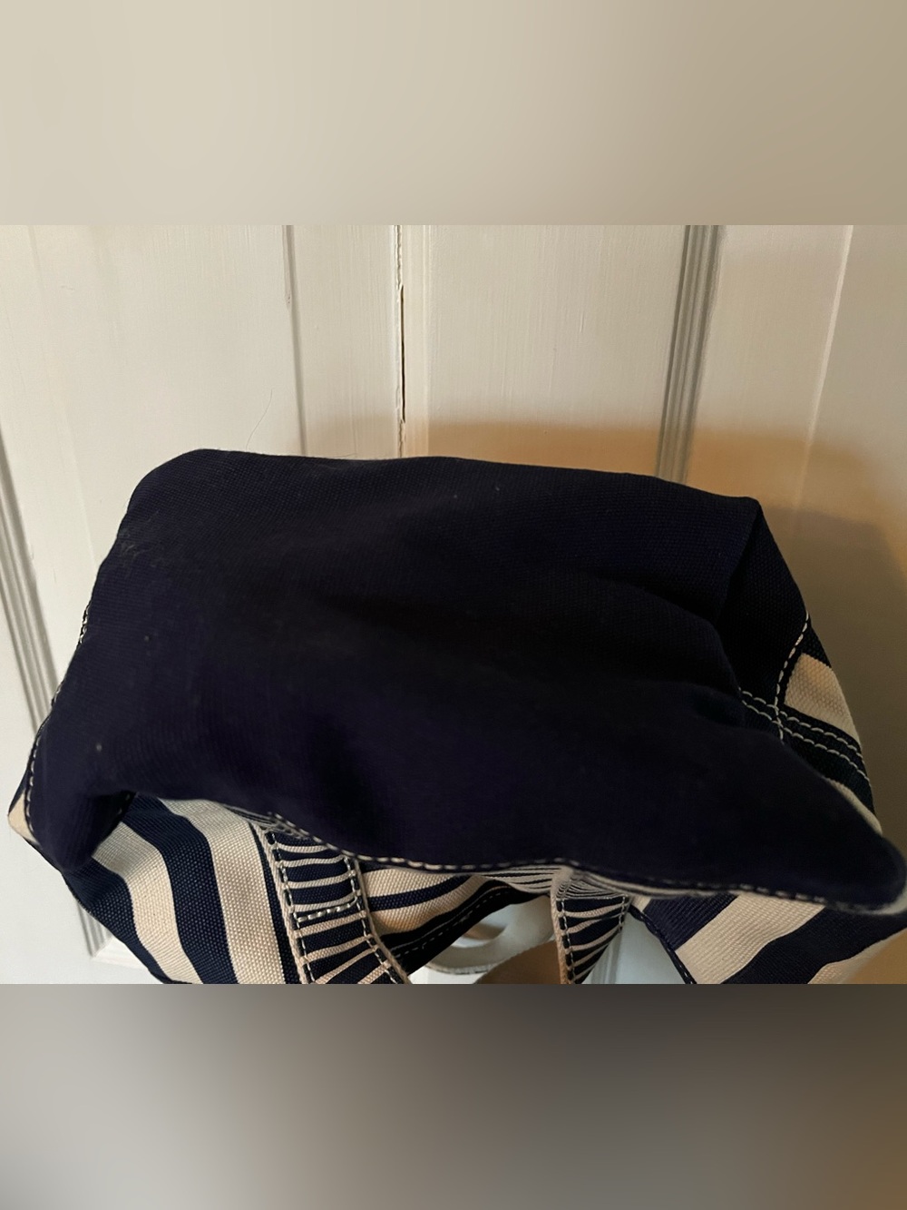 Lands End Small Striped 3 Pocket Zip Top Canvas Tote Bag - Picture 5 of 5